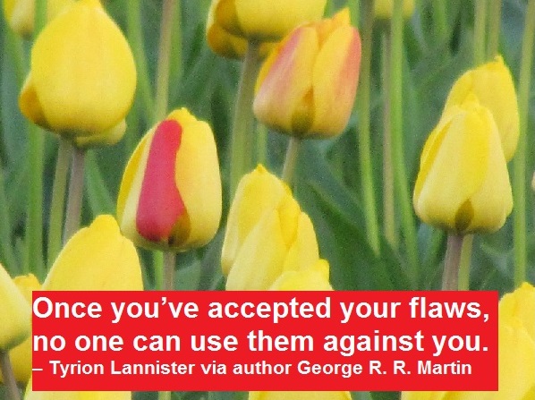 Once you’ve accepted your flaws, no one can use them against you. – Tyrion Lannister via author George R. R. Martin