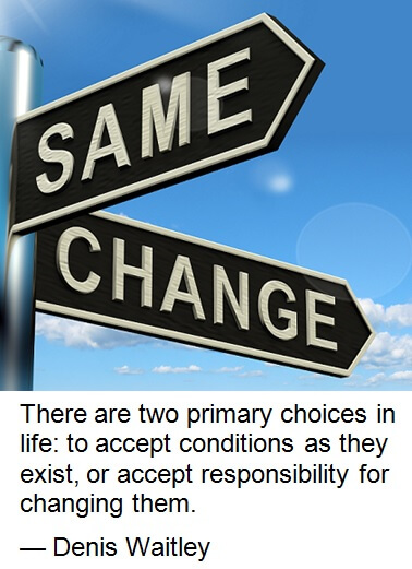Denis Waitley Employee Engagement Quote - There are two primary choices in life: to accept conditions as they exist, or accept responsibility for changing them.