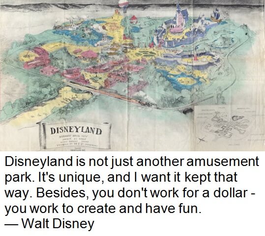 Walt Disney Employee Engagement Quote - Disneyland is not just another amusement park. It's unique, and I want it kept that way. Besides, you don't work for a dollar - you work to create and have fun.