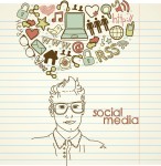 social-network doodles above head