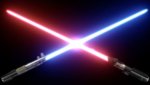 Lightsabers clashing